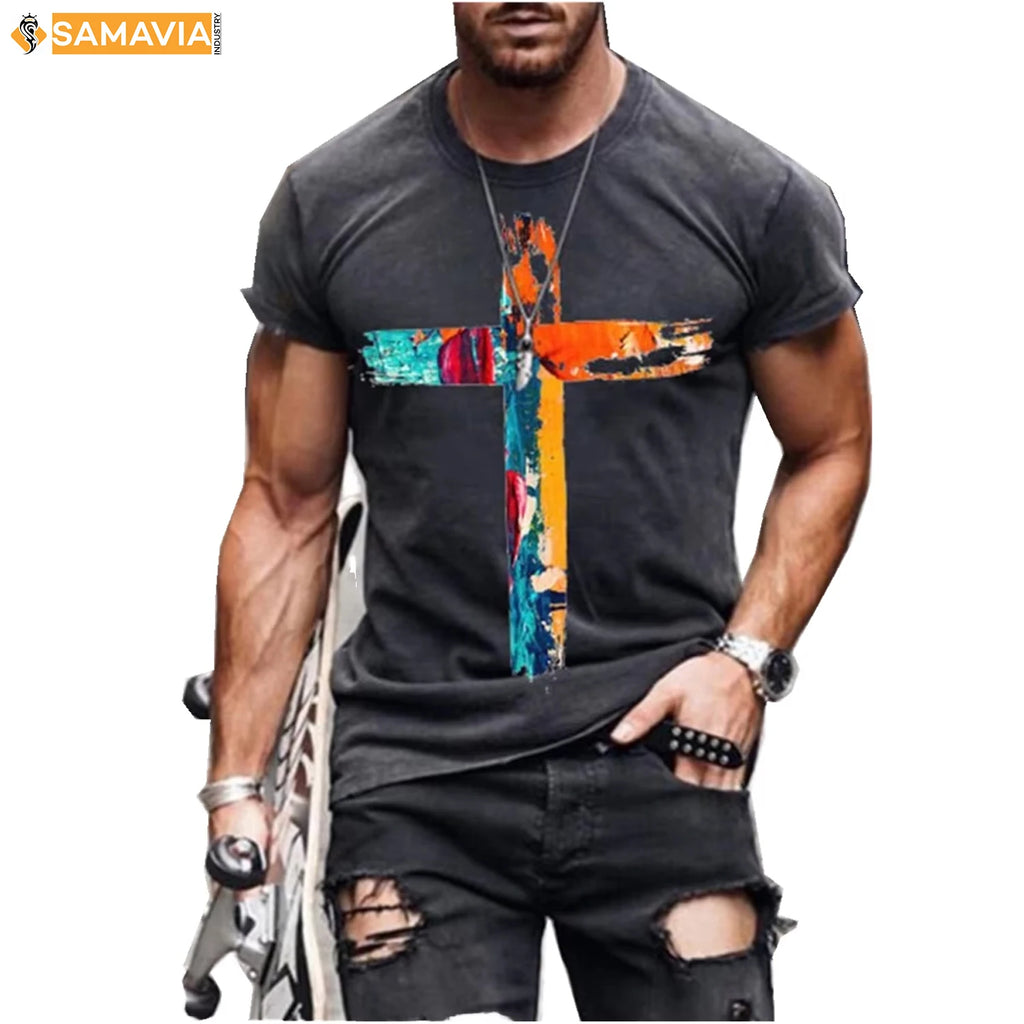New Street Men's Casual Fitness T-Shirt Plus Size O-Neck Short Sleeved Top Jersey Knitted Fabric Pattern Custom Color Logo Quick