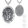 Catholic Jewelry 925 Sterling Silver 18K Gold Plated Jewellery Saint Christopher Protection Oval Shaped Pendant Necklace for Men