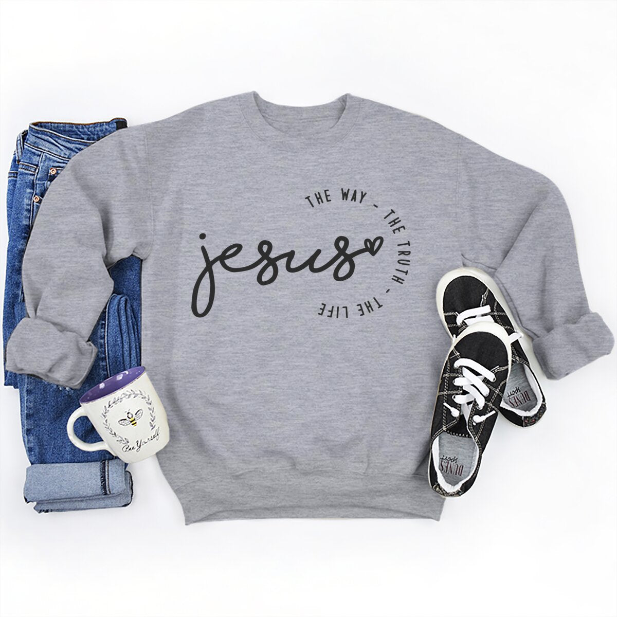 Foreign Trade Jesus Thw Way The Turth The Life Printed Round Neck Loose Sweatshirt Sweatshirt