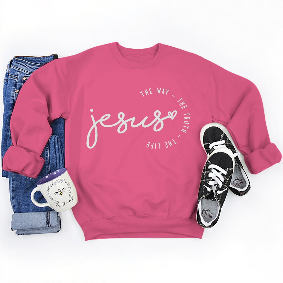 Foreign Trade Jesus Thw Way The Turth The Life Printed Round Neck Loose Sweatshirt Sweatshirt