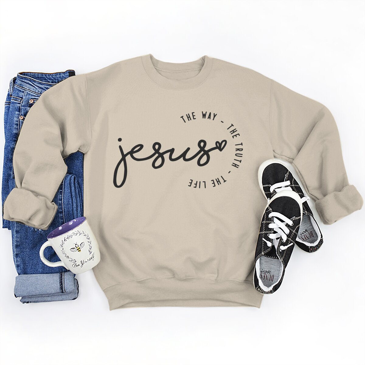 Foreign Trade Jesus Thw Way The Turth The Life Printed Round Neck Loose Sweatshirt Sweatshirt