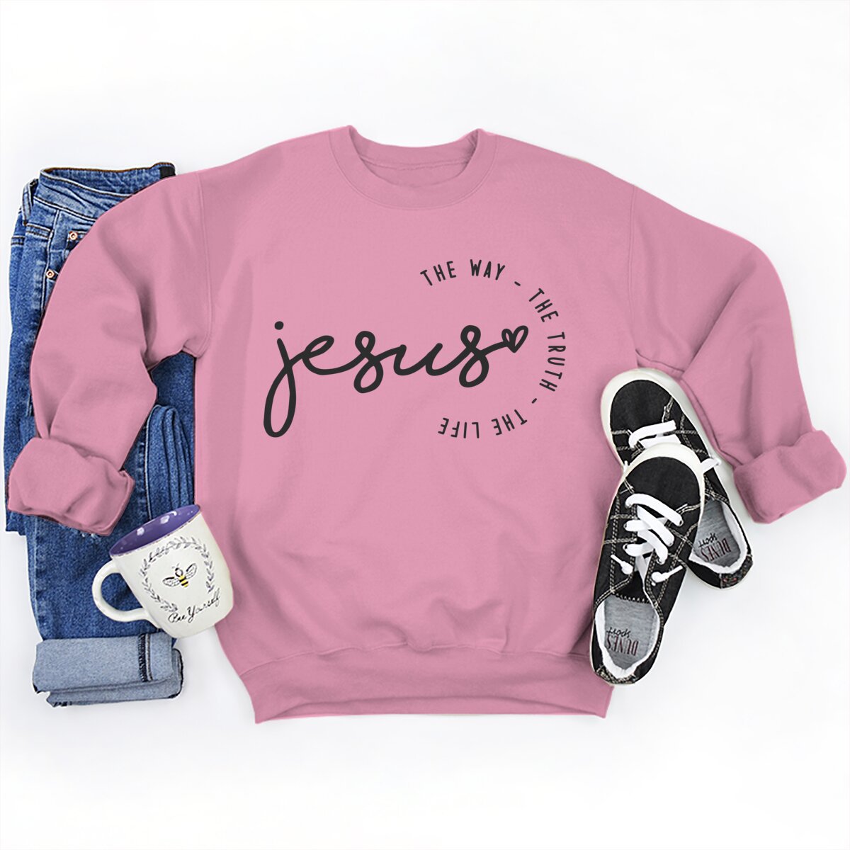 Foreign Trade Jesus Thw Way The Turth The Life Printed Round Neck Loose Sweatshirt Sweatshirt