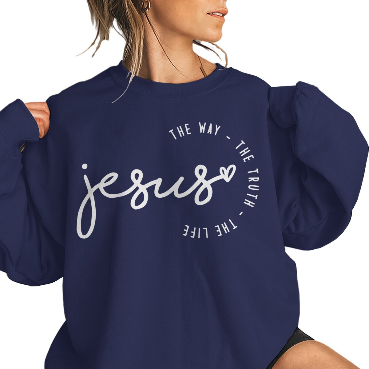 Foreign Trade Jesus Thw Way The Turth The Life Printed Round Neck Loose Sweatshirt Sweatshirt