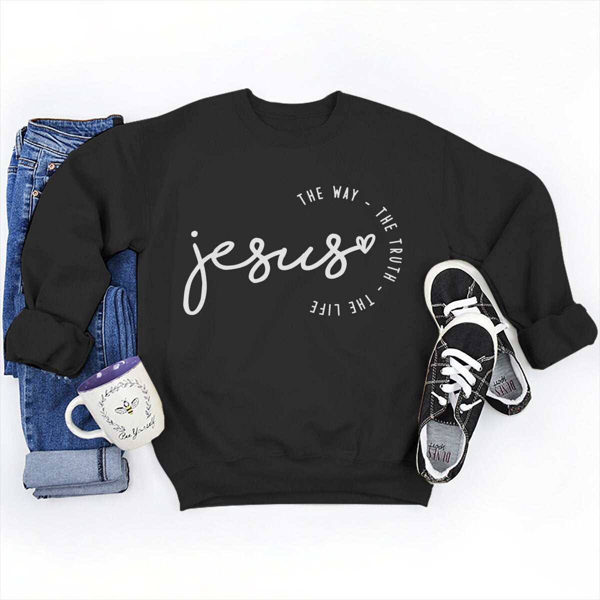Foreign Trade Jesus Thw Way The Turth The Life Printed Round Neck Loose Sweatshirt Sweatshirt
