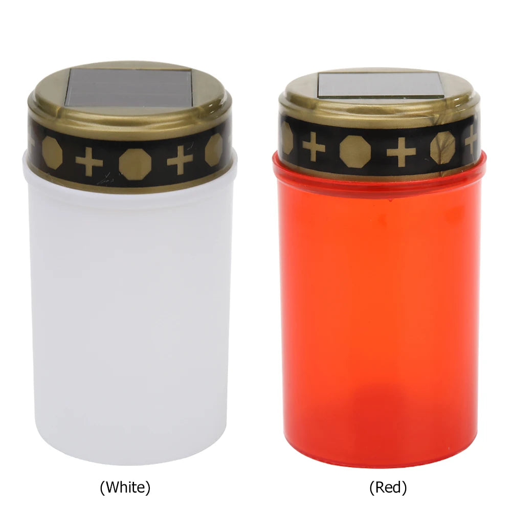 Cemetery Ritual Electronic LED Candle Lamp Flameless Solar Energy Decorative Tea Light Solar Powered Candle Light