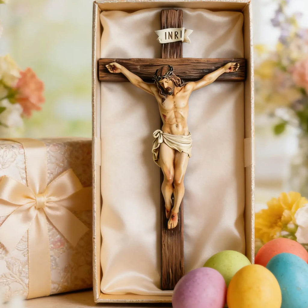9.6" Christian Gift Religious Jesus Cross Crucifix Statue Resin Saint Catholic Figurine Crafts Wall Hanging Ornament