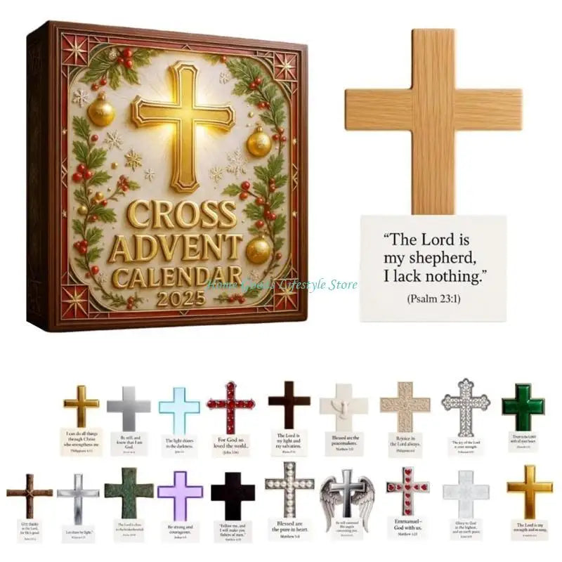 E74E Christian Advent Countdowns Calendars 24 Days Pocket Crosses Ornament Set