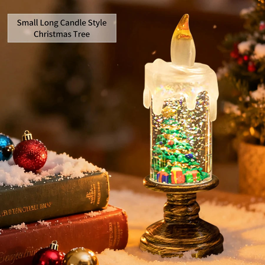 Creative Flameless LED Candle Light Christmas Room Decoration Candle Light Gift Battery Powered Candlestick Lamp Ornaments Light