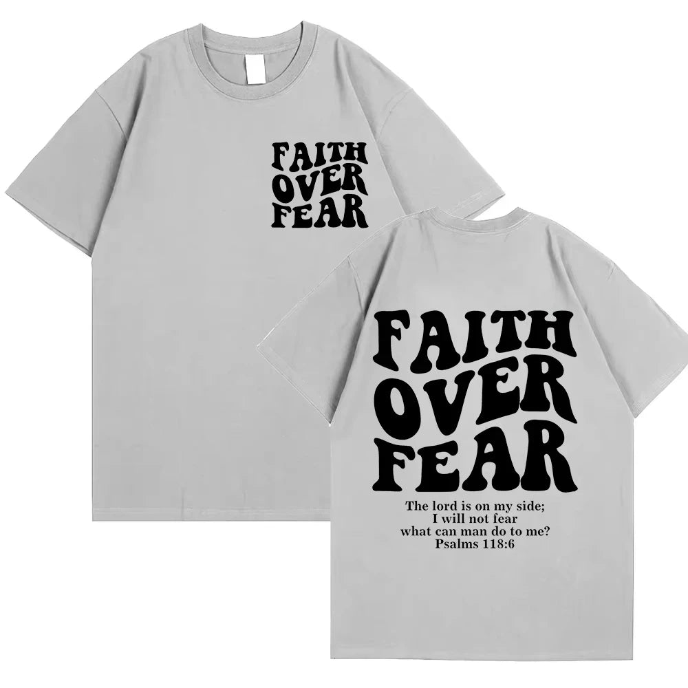 Faith Over Fear Christian Women T-shirts Jesus Fashion Trendy T-shirts Bible Verse Sportwear Aesthetic Clothes men's t-shirts