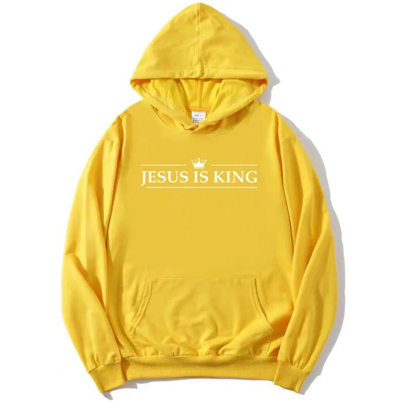 Jesus Is King Hoodie Christian Faith Sweatshirts Gift Man Woman Pullover Tops Streetwear Gift Funny Hooded Letter Printed Outfit