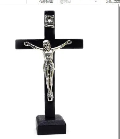 Crucifix Wall Cross Solid Wooden Catholic Cross Decor For Wall Christian Prayer Hand Holding Cross Home Office Decor