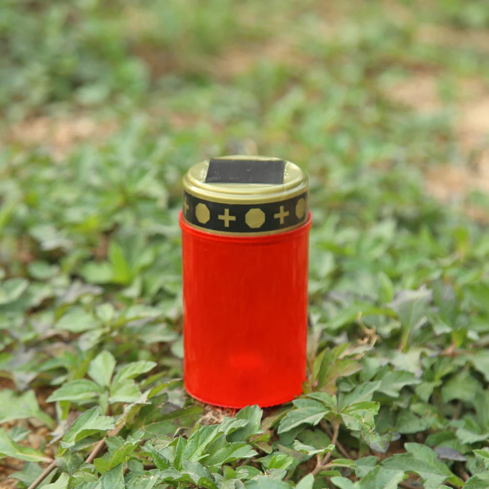 Cemetery Ritual Electronic LED Candle Lamp Flameless Solar Energy Decorative Tea Light Solar Powered Candle Light