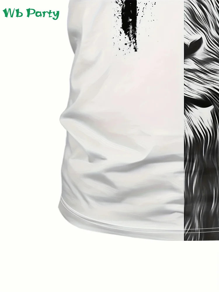 Fashion Crucifix Print Mens Clothing Round Neck T-shirts for Men Casual Loose Men's Clothing Street Crucifix Graphic T shirts