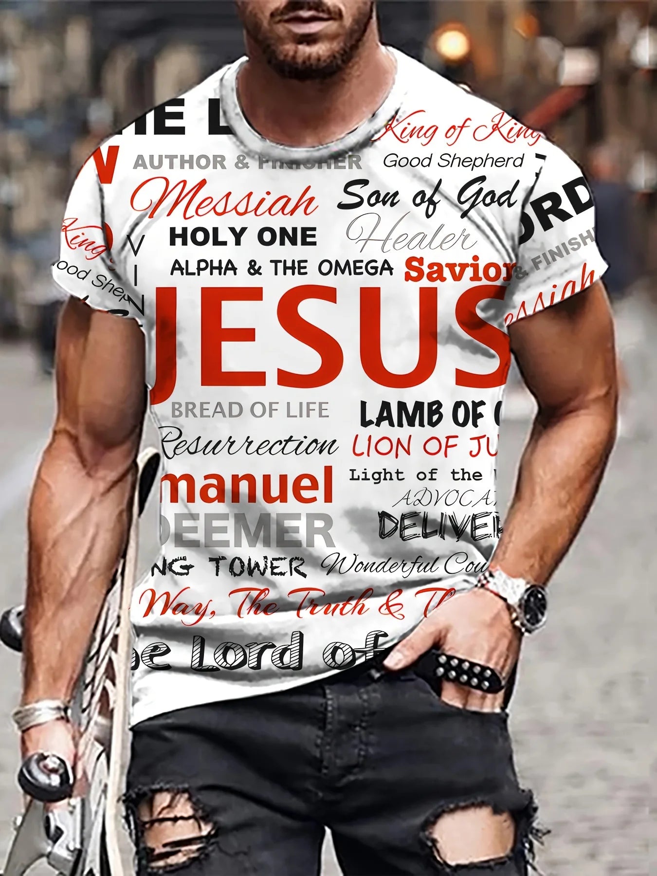 Plus Size Men's T-Shirt Jesus Graphic T Shirts O-Neck Cross Print T-Shirt for Men Short Sleeve Summer Tee Shirt Men Street Wear