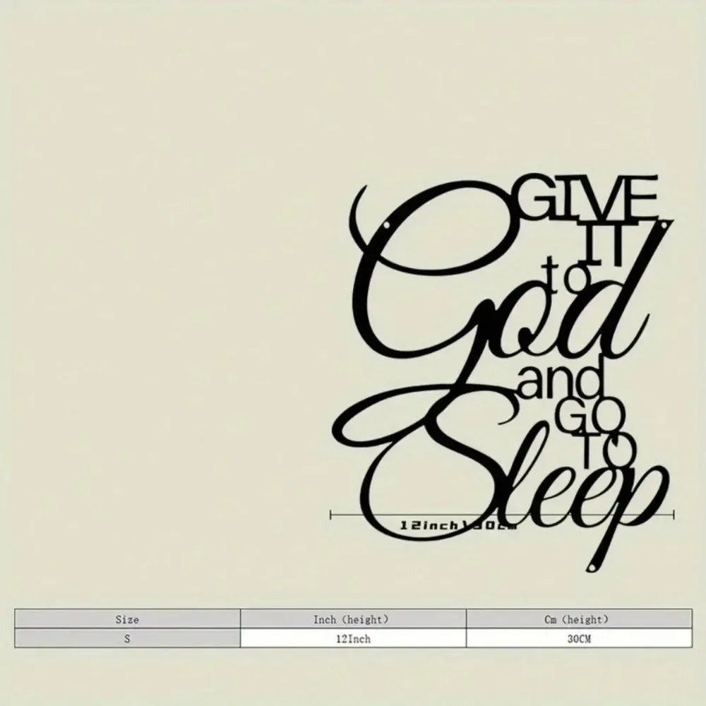 Christian Give It to God and Go to Sleep Iron Wall Art, Rustproof Metal Sign for Home Church Decor