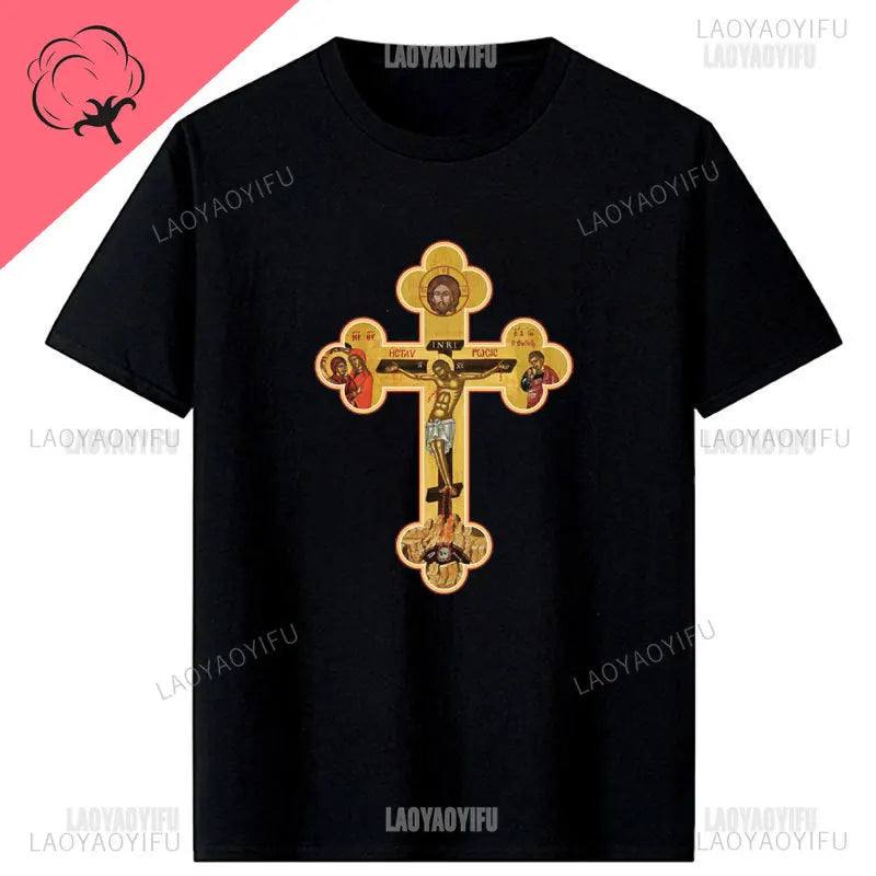 Jesus Christ Pantocrator Icon Sinai Orthodox Christian Man Gift Printed T-Shirt Summer Women Short Sleeve O-Neck Unisex T Shirt