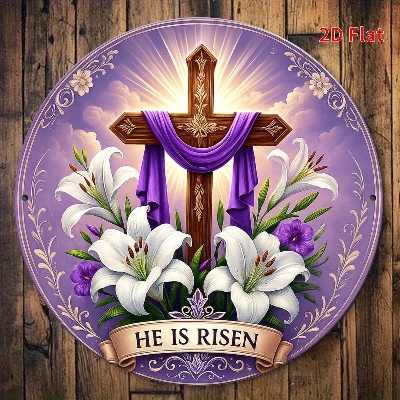 20CM 1PCS 2D Christianity Cross Wooden Disc Furniture Hanging Wall Decoration Church Decoration Easter Decoration Gift Faith