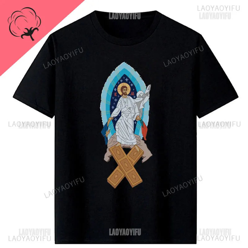 Jesus Christ Pantocrator Icon Sinai Orthodox Christian Man Gift Printed T-Shirt Summer Women Short Sleeve O-Neck Unisex T Shirt