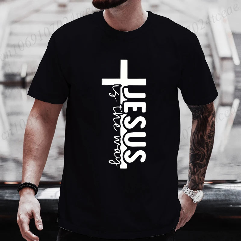 Jesus Funny Printed Men's T-Shirt Clothes Oversized Minimalist Jesus Graphic Tee Shirts for Women Tops Tees Hip Hop Streetwear
