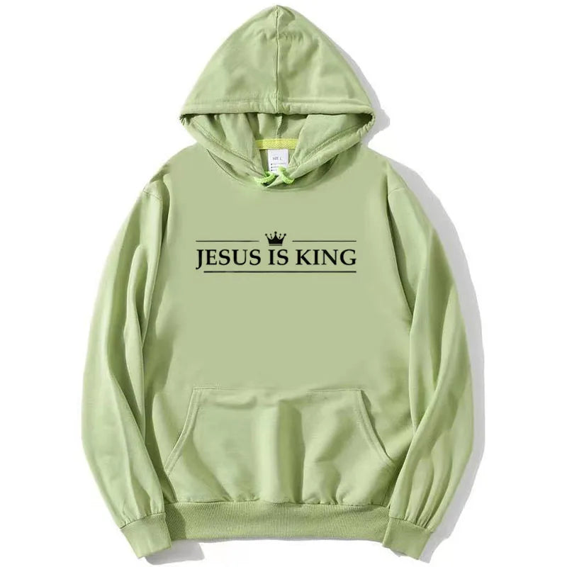 Jesus Is King Hoodie Christian Faith Sweatshirts Gift Man Woman Pullover Tops Streetwear Gift Funny Hooded Letter Printed Outfit