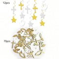 Religious Party Decor Set First Communion Baptism Hanging Swirls & Wooden Confetti Cross Dove Star for Christian Party Supplies