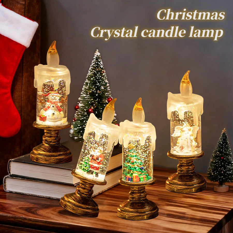 Creative Flameless LED Candle Light Christmas Room Decoration Candle Light Gift Battery Powered Candlestick Lamp Ornaments Light