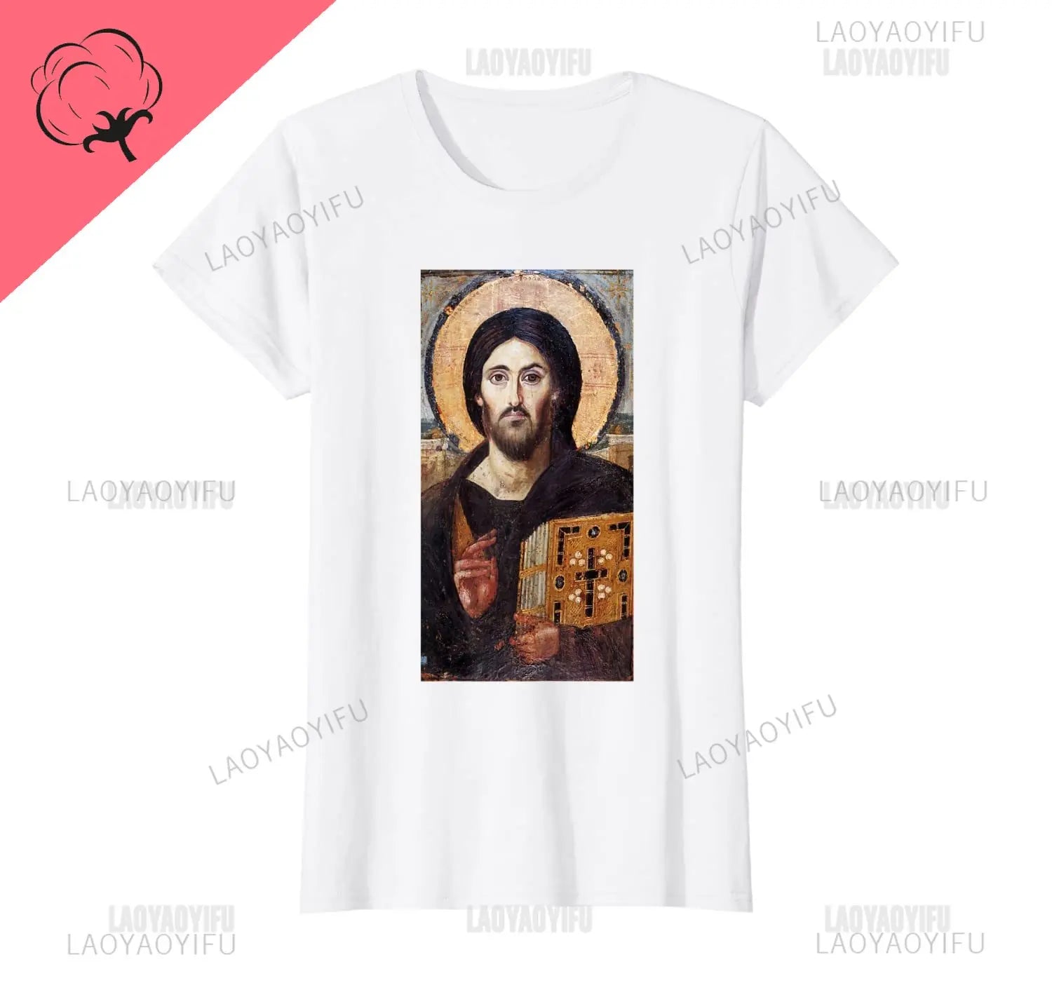 Jesus Christ Pantocrator Icon Sinai Orthodox Christian Man Gift Printed T-Shirt Summer Women Short Sleeve O-Neck Unisex T Shirt