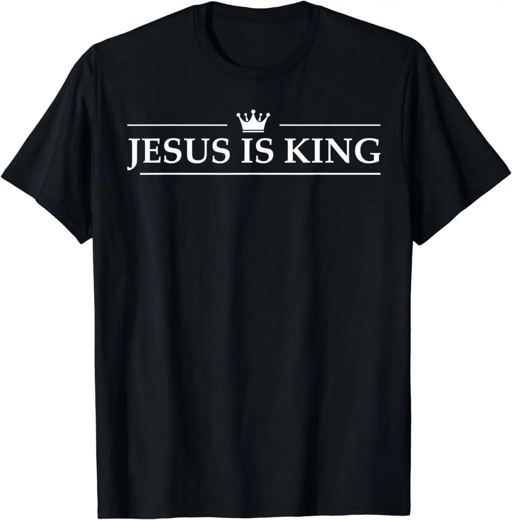 Christian Jesus Is King Design Crown T-Shirt Street Casual Couple Clothes T Shirts for Men Camisetas Streetwear