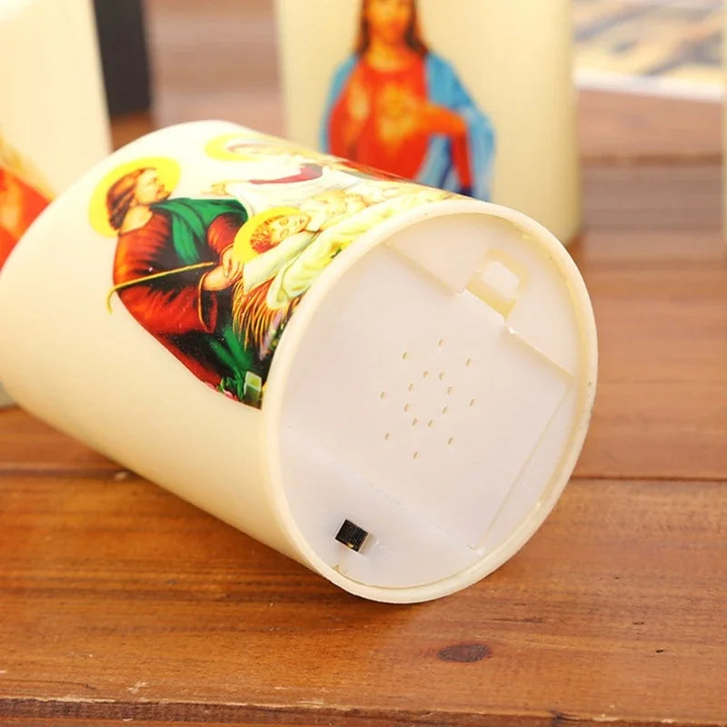 Jesus Christ Candles Lamp LED Tealight Romantic Pillar Light Battery Operated Creative Flameless Electronic Candle candles home