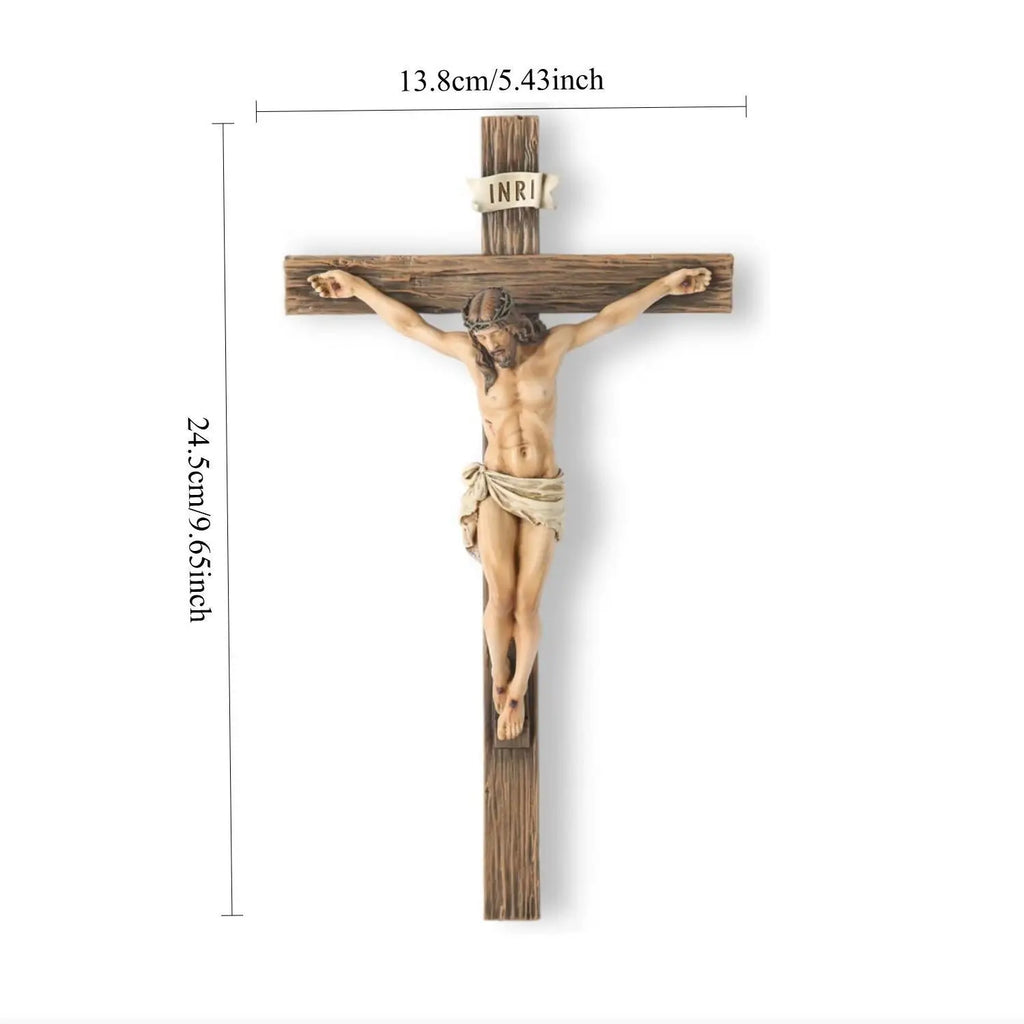 Inspiring Jesus Christ Home Decor, Catholic Cross Wall Art, 9.65 Inch High Religious Gift, Renaissance Handmade Sculpture