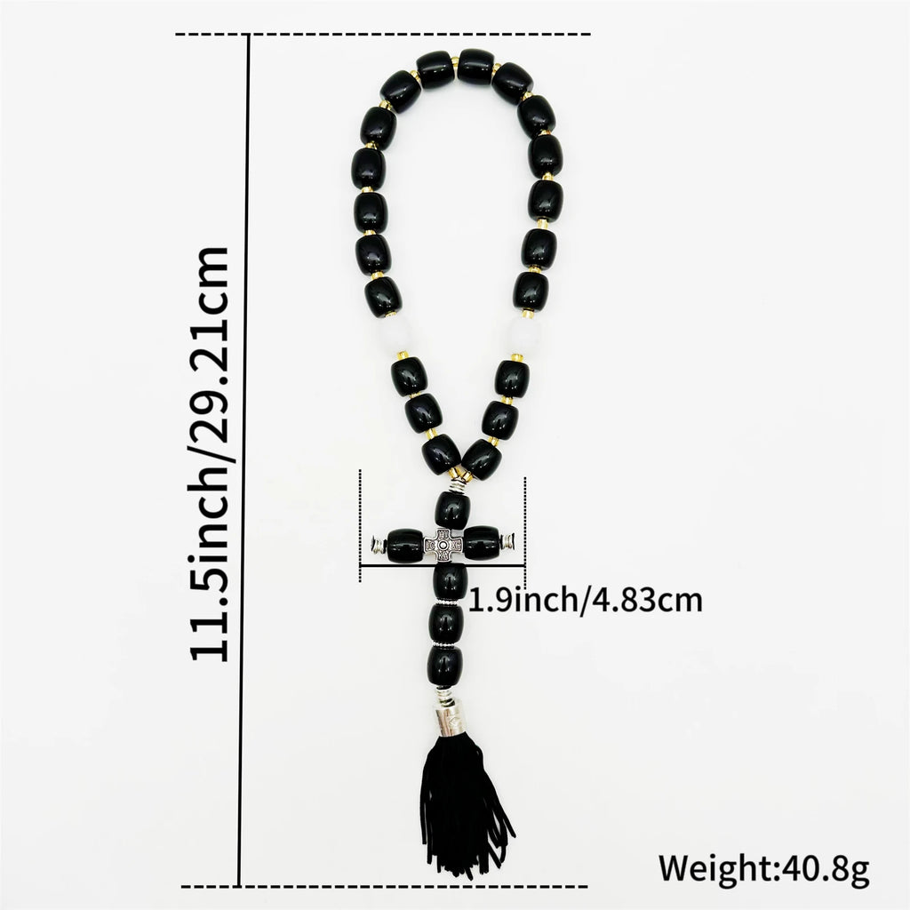 Handmade Christian Orthodox Greek Komboskoini knot Prayer RopeProtection Blessing Cross Charm Tassel Home Ornaments Car Hanging
