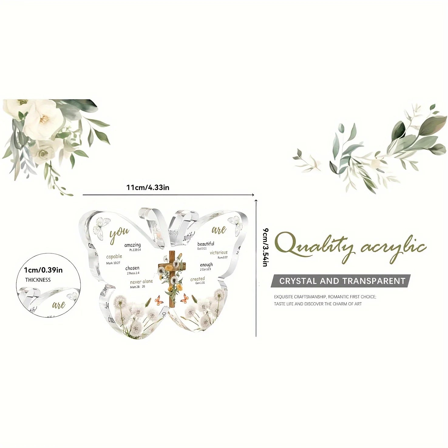 Christian Gifts Bible Verses Religious Gifts for Women, Acrylic Butterfly Praye Decorations God Faith Keepsake for Mothers Day