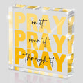 Yellow Dorm Room Decor for Women, Ideal Christian Gifts for Women - Pray On It,Pray Over It - Bible Verse Desk Art, Inspiration