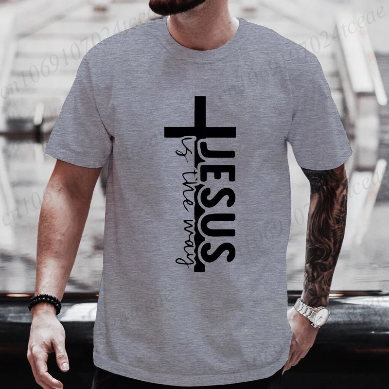 Jesus Funny Printed Men's T-Shirt Clothes Oversized Minimalist Jesus Graphic Tee Shirts for Women Tops Tees Hip Hop Streetwear