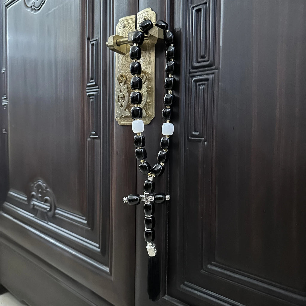 Handmade Christian Orthodox Greek Komboskoini knot Prayer RopeProtection Blessing Cross Charm Tassel Home Ornaments Car Hanging