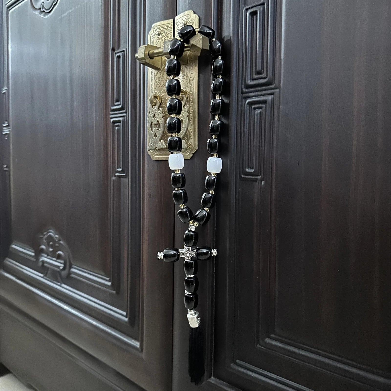Handmade Christian Orthodox Greek Komboskoini knot Prayer RopeProtection Blessing Cross Charm Tassel Home Ornaments Car Hanging