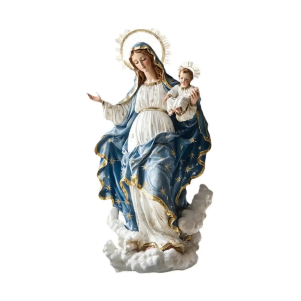 EeChristmas Decor Virgin Mary Statue With Infant Jesus Desktop Nativity Display