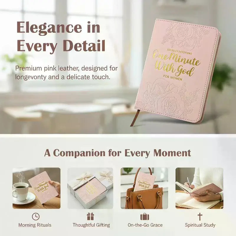 365 Days Daily Prayer Leather Brown And Pink Notebook Portable Daily Devotional Journal Faith Stationery Supplies For Women