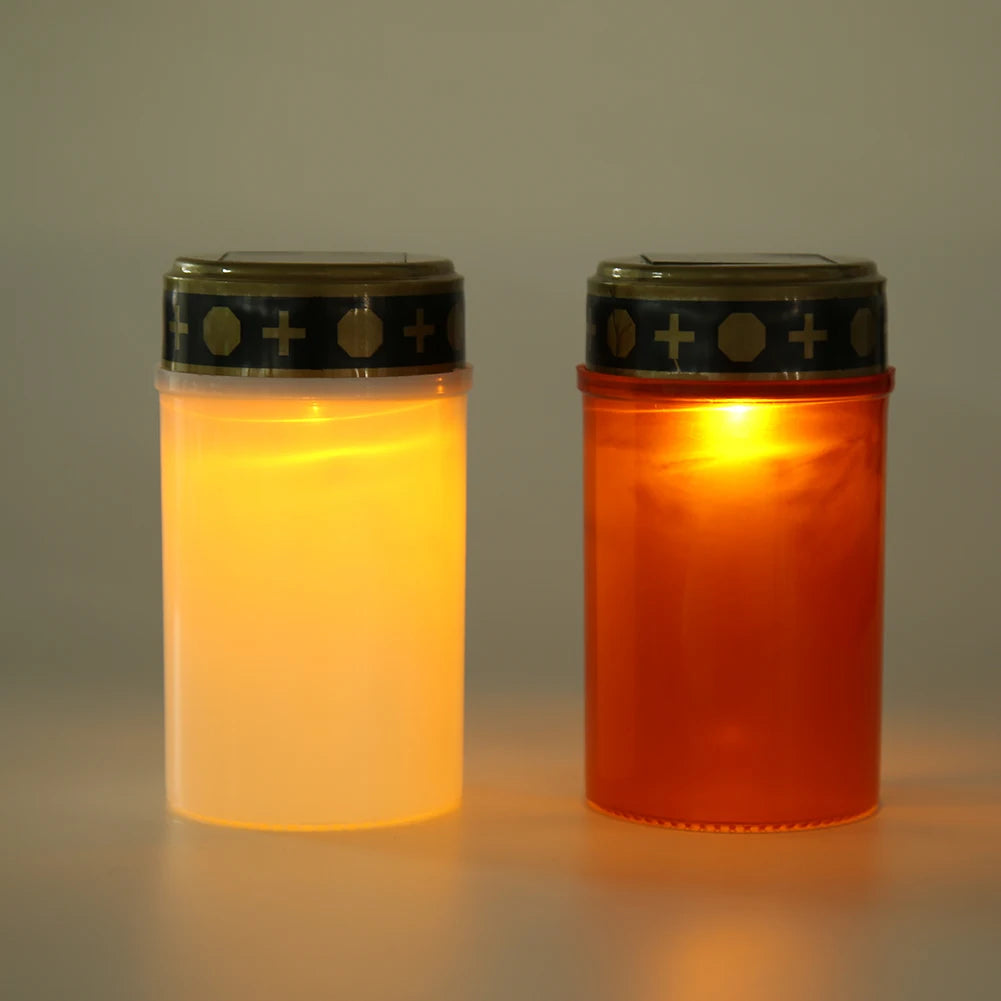 Cemetery Ritual Electronic LED Candle Lamp Flameless Solar Energy Decorative Tea Light Solar Powered Candle Light