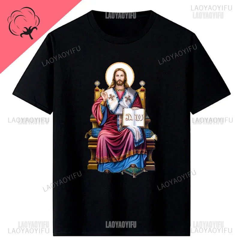 Jesus Christ Pantocrator Icon Sinai Orthodox Christian Man Gift Printed T-Shirt Summer Women Short Sleeve O-Neck Unisex T Shirt