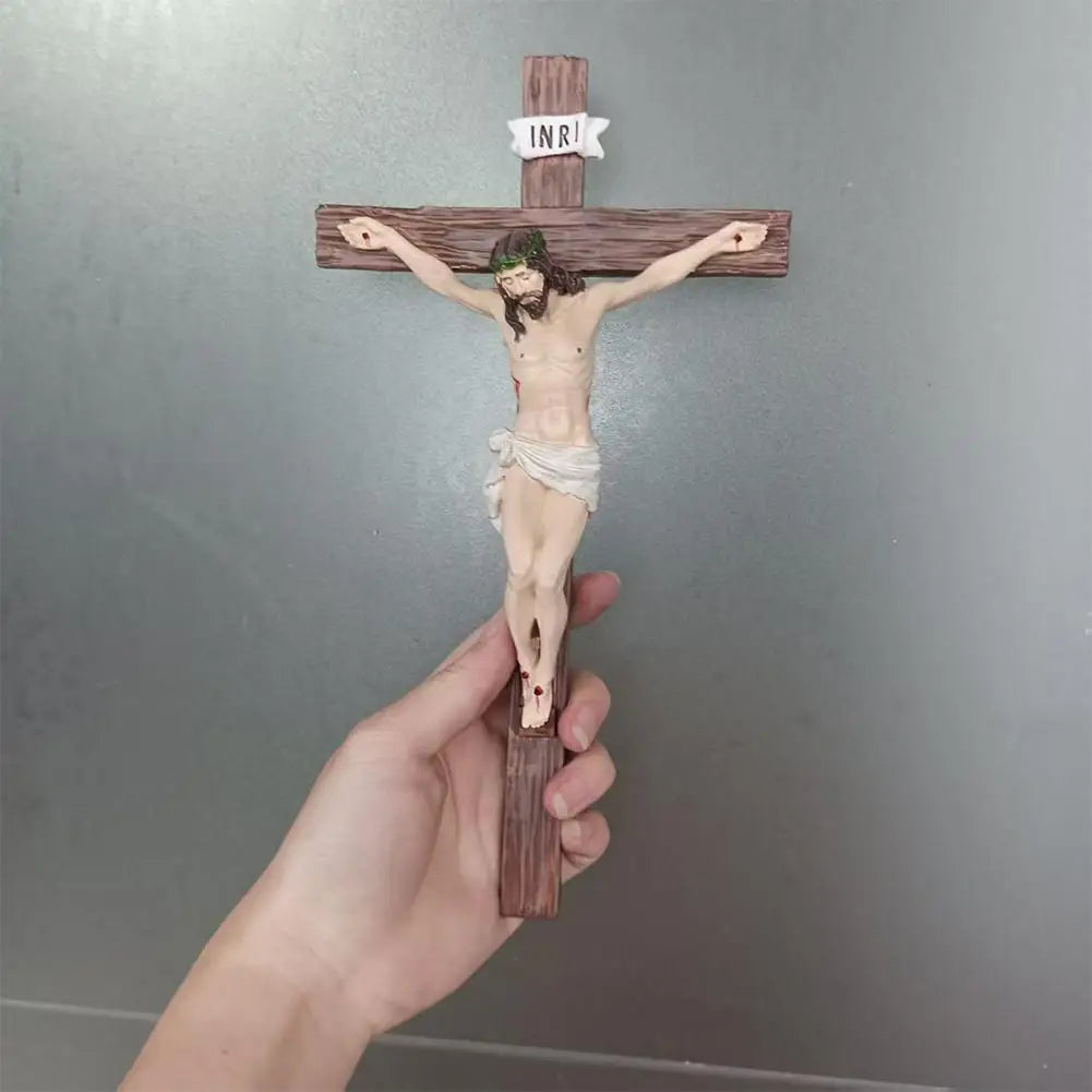 2025 Christian Gift Religious Jesus Cross Crucifix Statue Saint Catholic Figurine Crafts Wall Hanging Ornament for Home Decors