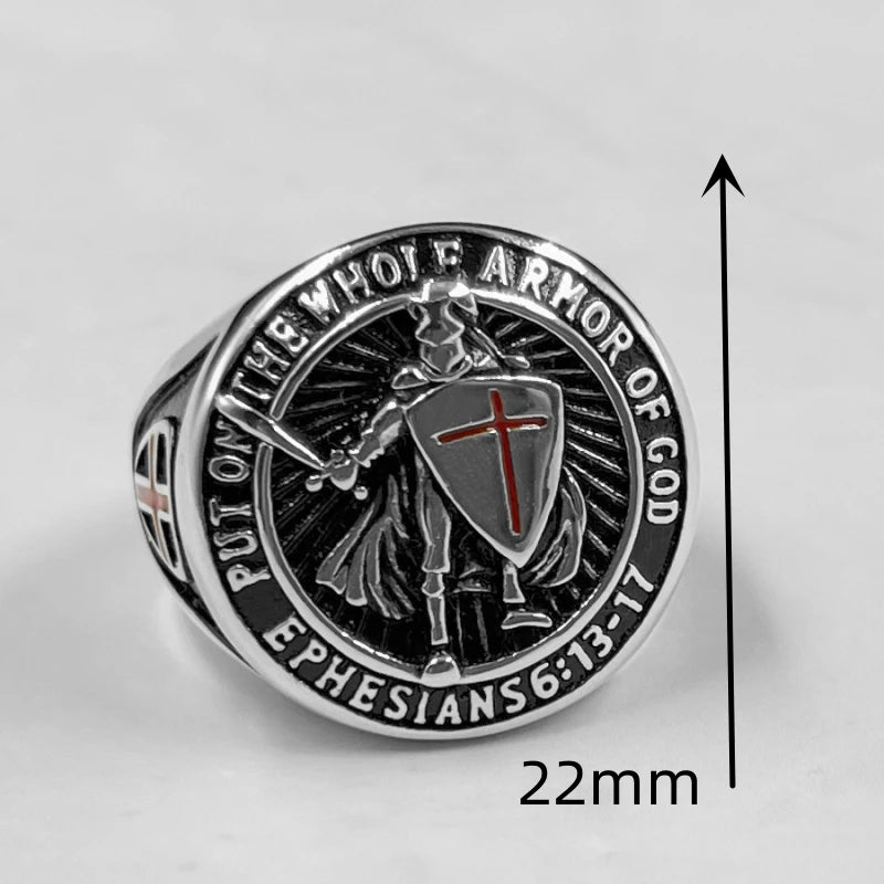 Christian Cross Pattern Men's gold color Templar Knight Crusader Knight Ring Accessories Party stainless steel Jewelry Gift