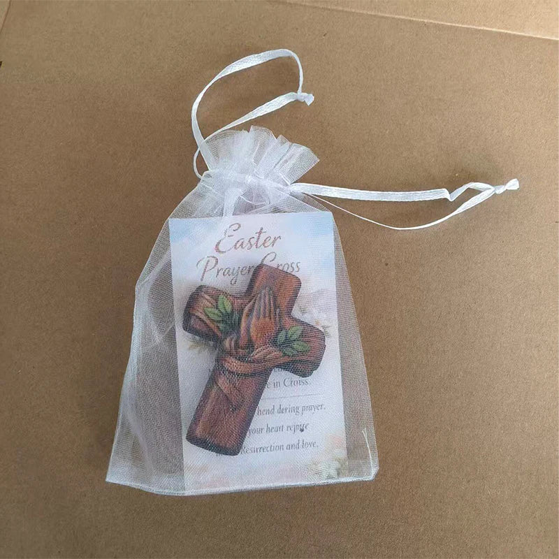 Mini Wooden Praying Hands Cross Table Ornament Christian Religious Decoration Home Room Figurines Children Adults Festival Gifts
