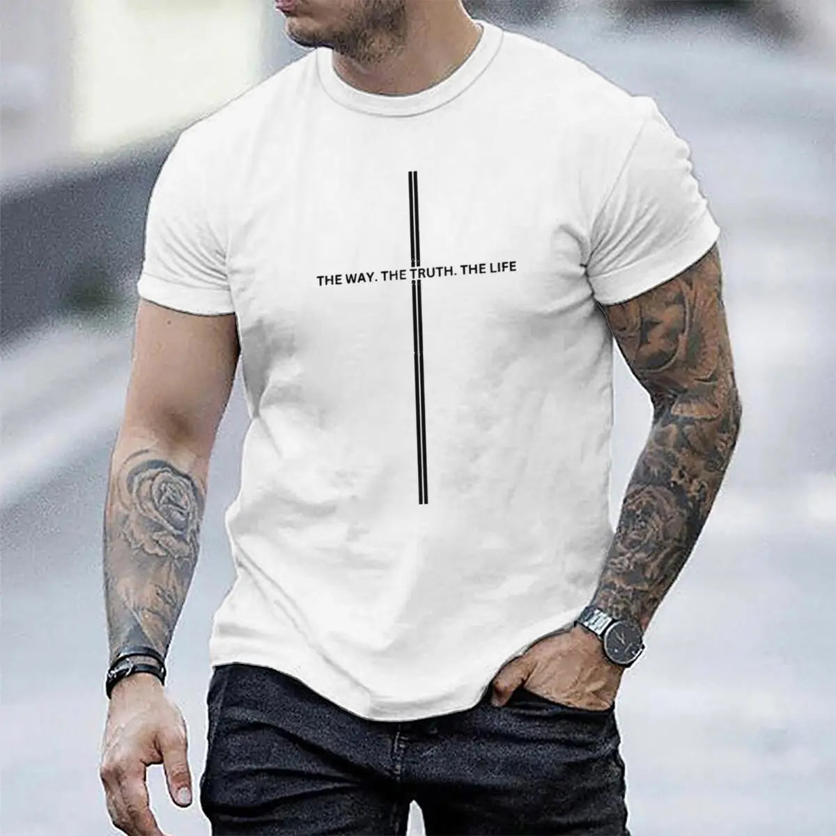 Christianity Jesus Men Women T-Shirts The Way The Truth The Life Luminous Style T-Shirt Unisex Bible Verses Christian Gift Tee