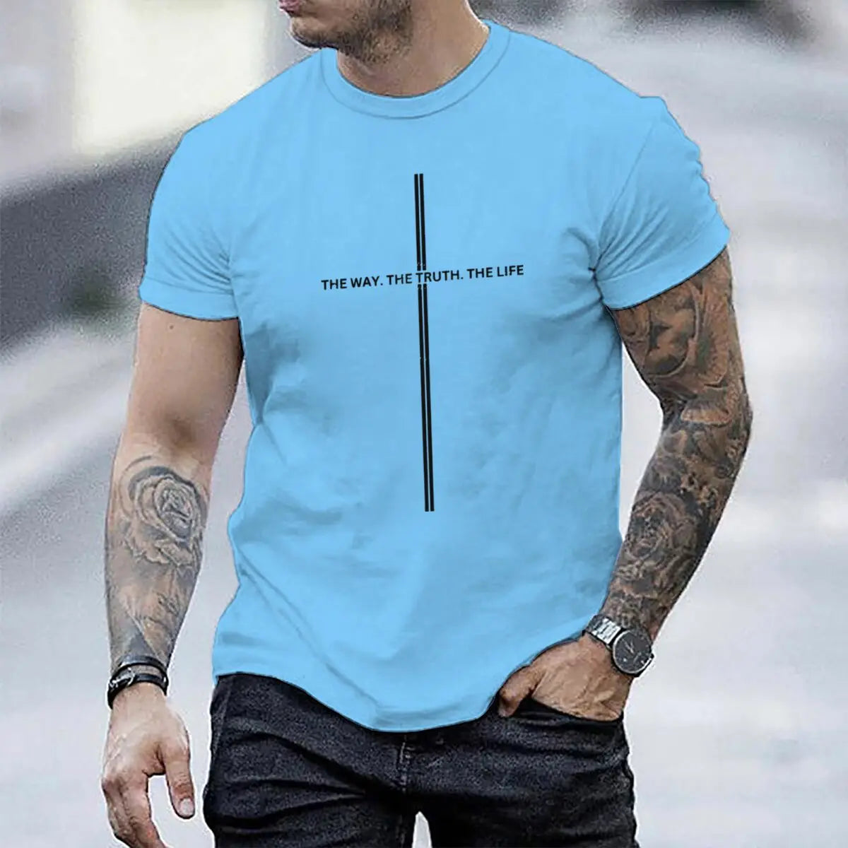 Christianity Jesus Men Women T-Shirts The Way The Truth The Life Luminous Style T-Shirt Unisex Bible Verses Christian Gift Tee