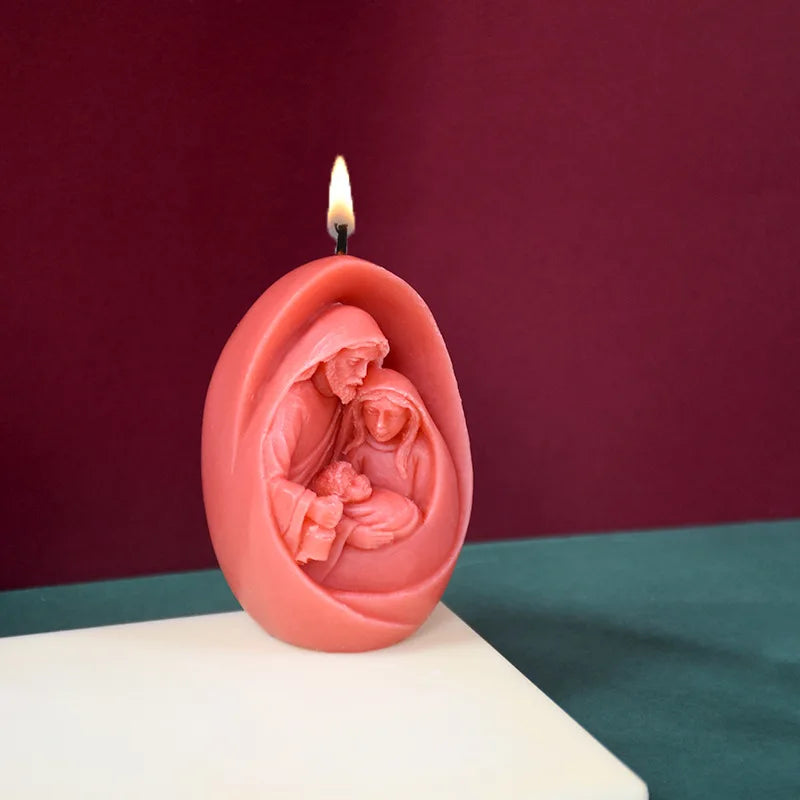 Catholic Holy Family Candle Mold Jesus Virgin Mary Figurine Silicone Mould Handmade 3D Gift Christmas Home Decoration DIY Molds