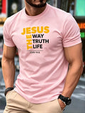 Men's Clothing Christian T-Shirt with Jesus The Way Truth Life & John 14:6 Bible Verse - Breathable Casual Church Summer T Shirt