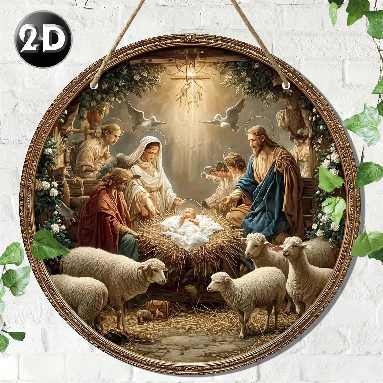 Christian Nativity 2D Wooden Home Decorations Hanging Window Garden Door Garlands Religious Theme 2026 Christmas New Year gift