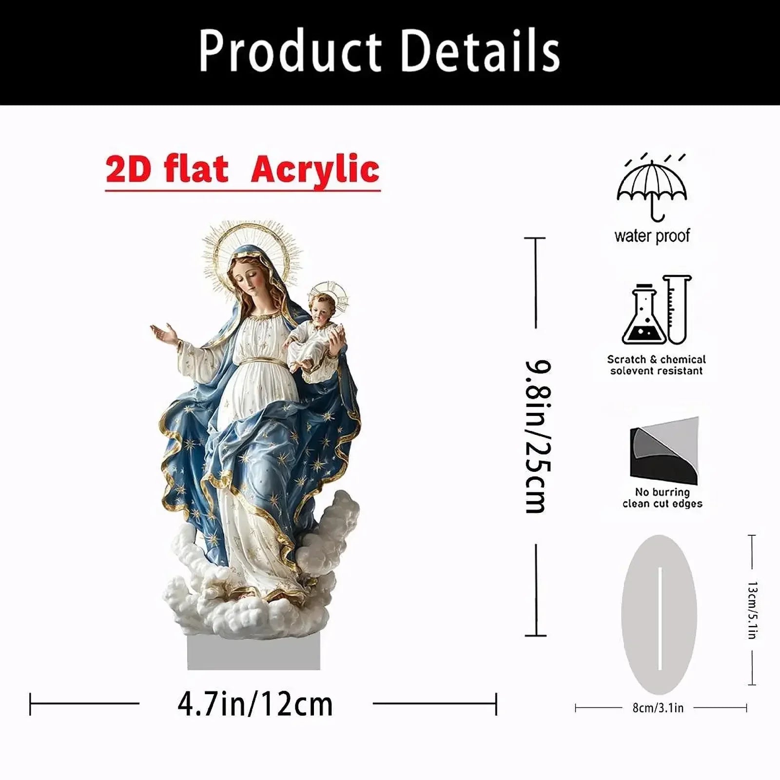 EeChristmas Decor Virgin Mary Statue With Infant Jesus Desktop Nativity Display