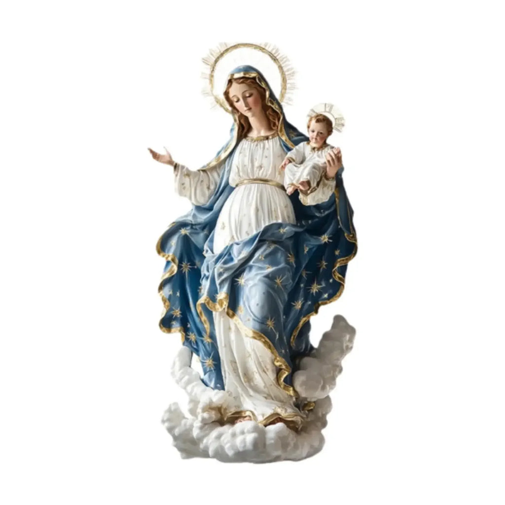 EeChristmas Decor Virgin Mary Statue With Infant Jesus Desktop Nativity Display